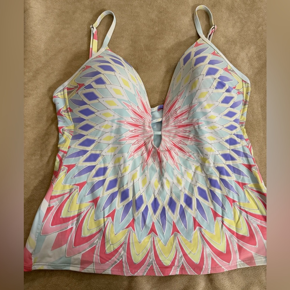 Bar III multicolored tankini bathing suit top
